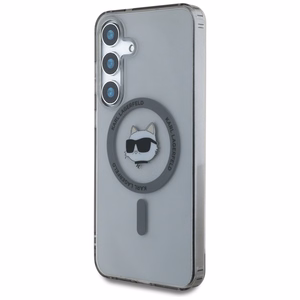 Karl Lagerfeld Mygtukas Choupette Galva Spausdintas Logotipas Magnetinis Samsung Galaxy S25 dėklas juoda