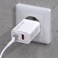 Blavec sieninis įkroviklis BC-5 GaN - USB + Type C - PD QC 45W 3A (TCBC5G-UCW453A) baltas