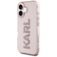 Karl Lagerfeld IML Rhinestones Logo dėklas telefonui iPhone 16 - rožinis