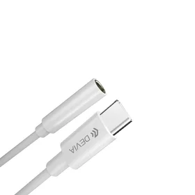 Devia adapteris EC608 USB-C - 3,5 mm lizdas baltas