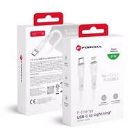 FORCELL F-ENERGY C346 kabelis Type C į Lightning PD 3A 27W Silicone 1 m baltas
