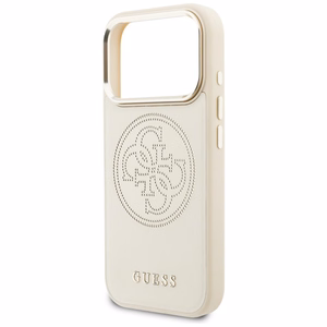 Guess Perforated 4G MagSafe Dėklas for iPhone 17 Pro - smėlinis