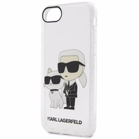 Karl Lagerfeld KLHCI8HNKCTGT iPhone 7/8/ SE 2020 / SE 2022 permatomas kietas dėklas Blizgučiai Karl&Choupette