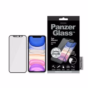 PanzerGlass E2E Super+ apsauginis stiklas su kameros dangteliu su Swarovsky kristalu iPhone XR / 11 - su juodu rėmeliu