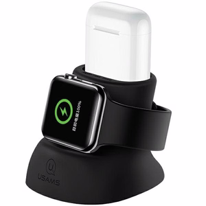 Phone Case USAMS "ZJ051" Black 2in1 (for iWatch / AirPods chargers) Silicone Black