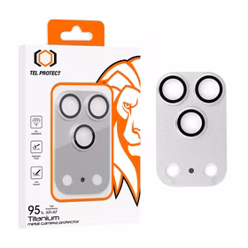 Tempered stiklas Tel Protect 95% AR+AF Full Metal kameros apsauga on camera for Iphone 17 Pro sidabrinis (camera island)