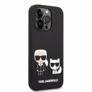 Karl Lagerfeld KLHMP14LSSKCK iPhone 14 Pro 6.1 "kietasis dėklas juodas / juodas skystas silikoninis Karl & Choupette MagSafe