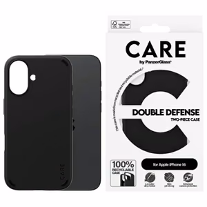 CARE by PanzerGlass dvigubos apsaugos dėklas telefonui iPhone 16 - juodas