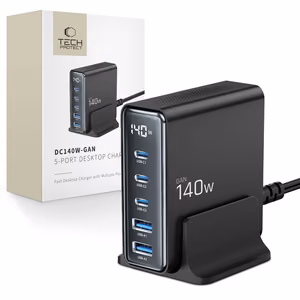 "Tech-Protect" DC140W-GAN 5 PRIETAIS PD140W/QC3.0 įkrovimo stotelė - juoda