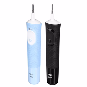 Oral-B Vitality Pro Duo – įkraunamas elektrinis dantų šepetėlis, 2 galvutės, 3 valymo režimai, juodas, mėlynas ir baltas