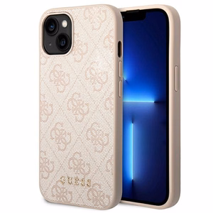 Guess GUHCP14MG4GFPI iPhone 14 Plus 6.7" rožinis dėklas 4G Metal Gold Logo