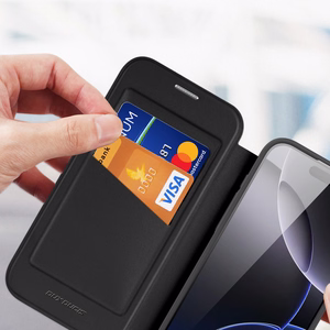 Dux Ducis Skin X Pro dėklas iPhone 17 Pro Max su pinigine, suderinamas su MagSafe - juodas