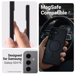 Crong Hybrid Matte Magnetic MagSafe dėklas, skirtas Samsung Galaxy S24 FE, juodas