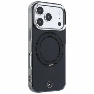 Mercedes Iconic Logo dėklas, skirtas iPhone 18 Pro Max / 17 Pro Max, su žiedu-stovu, suderinamas su MagSafe – juodas