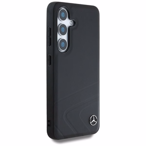 Mercedes Odinis Horizontalios įspaustos kreivės Magnetinis dėklas Samsung Galaxy S25 - juodas
