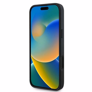 Guess 4G žiedas klasikinis logotipas magnetinis dėklas iPhone 16 Plus - juodas