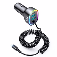 Įkroviklis automobilinis Joyroom (JR-CL20) 4IN1 (2xUSB, 1xUSB-C 1.6M 57W) su lightning laidu juodas