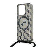 Karl Lagerfeld IML Crossbody Monogram Karl & Choupette Head Magnetinis dėklas telefonui iPhone 15 Pro - juodas