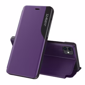 Dėklas telefonui iš ekologiškos odos, elegantiško knygų spintos tipo dėklas su stovu, skirtas iPhone 13 Pro, violetinis