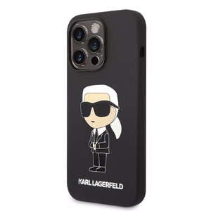 Karl Lagerfeld KLHMP14XSNIKB iPhone 14 Pro Max 6.7" kietas dėklas juodas/juodas Silikoninis Ikonik Magnetinis