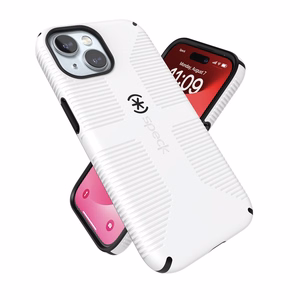 Speck Candyshell Grip MagSafe - iPhone 17e / 16e / 15 / 14 / 13 dėklas (baltas / juodas)