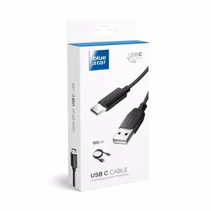 BLUE STAR LITE kabelis 3A USB A į Type C 1,2 m juodas