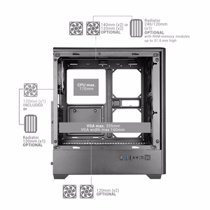 Mars Gaming MCQUANTUM kompiuterio korpusas „Midi Tower“ Juoda