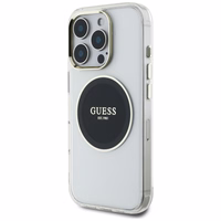 Guess IML Metal Colored Circle Classic Logo Magnetinis dėklas telefonui iPhone 16 Pro - juodas