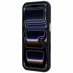Guess Grained & Big Resin Logo dėklas iPhone 18 Pro Max / 17 Pro Max – juodas