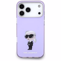 Karl Lagerfeld IML akvarelės Karl & Choupette ir logotipo magnetinis dėklas telefonui iPhone 17 Pro Max - violetinis
