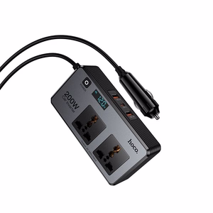 Hoco išmanusis dvigubas automobilinis inverterio įkroviklis 2 žiebtuvėlio lizdai maks. 200W PD66W/1C2A Z66 juodas
