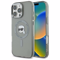 Karl Lagerfeld IML Metal Karl Head Magnetinis dėklas telefonui iPhone 16 Pro Max - juodas