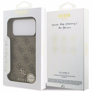 "Guess 4G Small Classic Logo MagSafe" dėklas, skirtas "iPhone 17 Pro Max", rudos spalvos