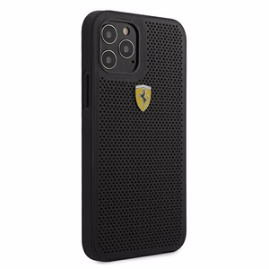 Ferrari FESPEHCP12MBK iPhone 12/12 Pro 6.1" juodas/juodas kietas dėklas On Track Perforated