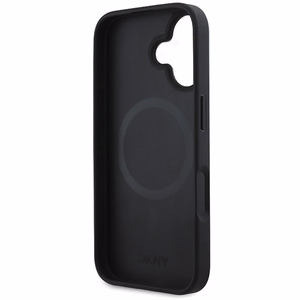 DKNY Paprastas sidabrinis logotipas magnetinis iPhone 16 dėklas - juodas