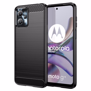 Carbon dėklas Motorola Moto G13 lankstus silikoninis anglies dėklas juodas
