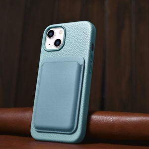 iCarer Litchi Premium odinis dėklas iPhone 14 Plus Magnetinis odinis dėklas su MagSafe Žalias (WMI14220711-GN)