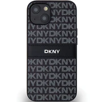 DKNY odinis mono juostelės ir metalinis logotipas dėklas iPhone 15/14/13 - juodas