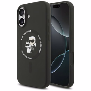 Dėklas Karl Lagerfeld Liquid Silicone Karl and Choupette MagSafe Apple iPhone 17 juodas