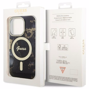 Guess GUHMP14LHTMRSK iPhone 14 Pro 6.1" juodas/juodas kietas dėklas Auksinis Marmuras MagSafe