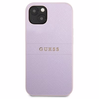 Guess GUHCP13SPSASBPU iPhone 13 mini 5.4 dėklas telefonui, violetinis, Saffiano su įspaustu ir metaliniu logotipu