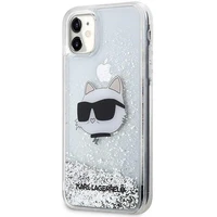 Karl Lagerfeld KLHCN61LNCHCS iPhone 11/XR sidabrinis/sidabrinis kietas dėklas Blizgantis Choupette Galva
