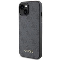 Guess 4G Metal Gold Logo dėklas telefonui iPhone 15 - pilka