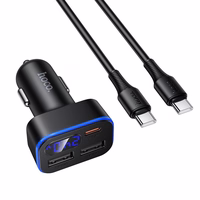 Įkroviklis automobilinis Hoco Z63A 42W (2xUSB 1xUSB-C LCD) juodas