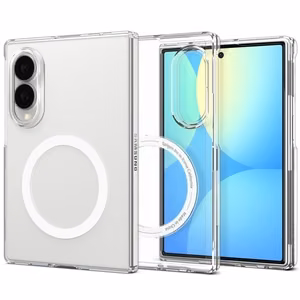 Spigen AirSkin MagFit MagSafe dėklas Samsung Galaxy Z Fold 8, skaidrus ir baltas