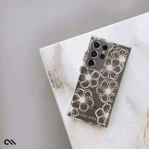Case-Mate Floral Gems dėklas, skirtas Samsung Galaxy S24 Ultra, aukso spalvos