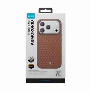 "Benks" magnetinis šarvas "Pro Armor Grid Kevlar korpusas su metaliniu rėmu 600D (YB69), skirtas Iphone 17 Pro orange
