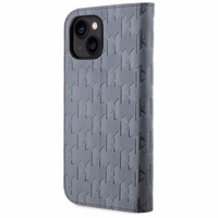 Karl Lagerfeld KLBKP14SSAKLHPG iPhone 14 6.1" knygos dėklas sidabrinis/sidabrinis Saffiano Monogram