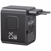 Tinklo įkroviklis USAMS Travel Adapter CC309 2xUSB-C 25W 4w1 US/AU/EU/UK juodas