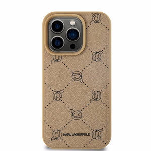 Karl Lagerfeld Magnetinis Karl Galva Dėklas telefonui iPhone 15 Pro - smėlio spalvos